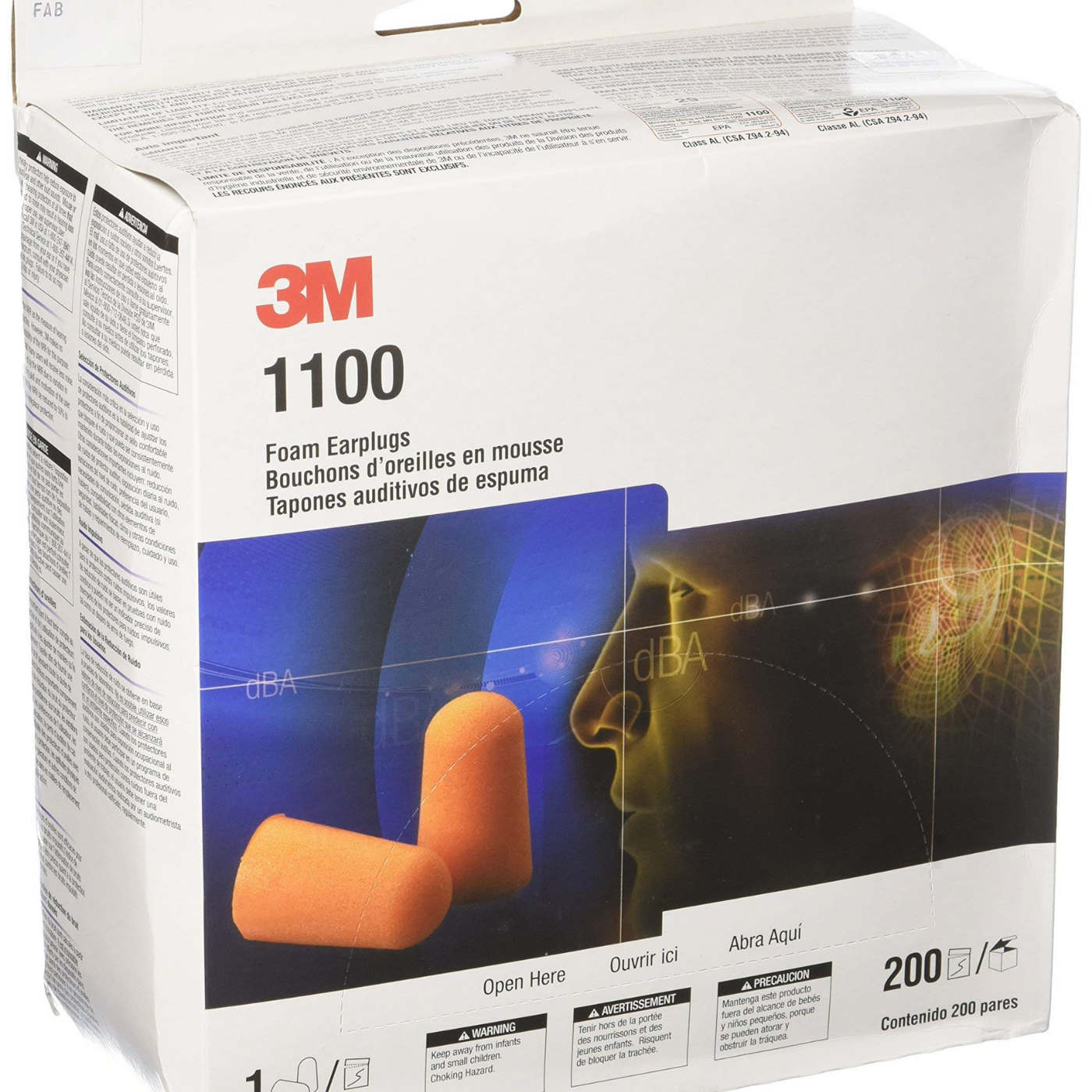 Tapones Auditivos 3M™ 1100 | Espuma Suave | NRR 29 dB | Sin Cordón