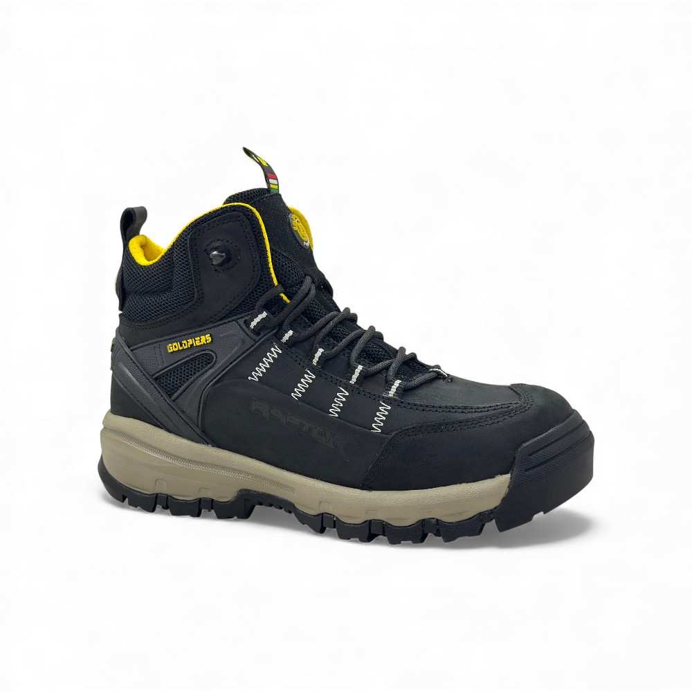 Botín de Seguridad Goldpiers Raptor Negro | Cuero Nobuck, Puntera de Acero y Suela EVA+Caucho 🥾⚫