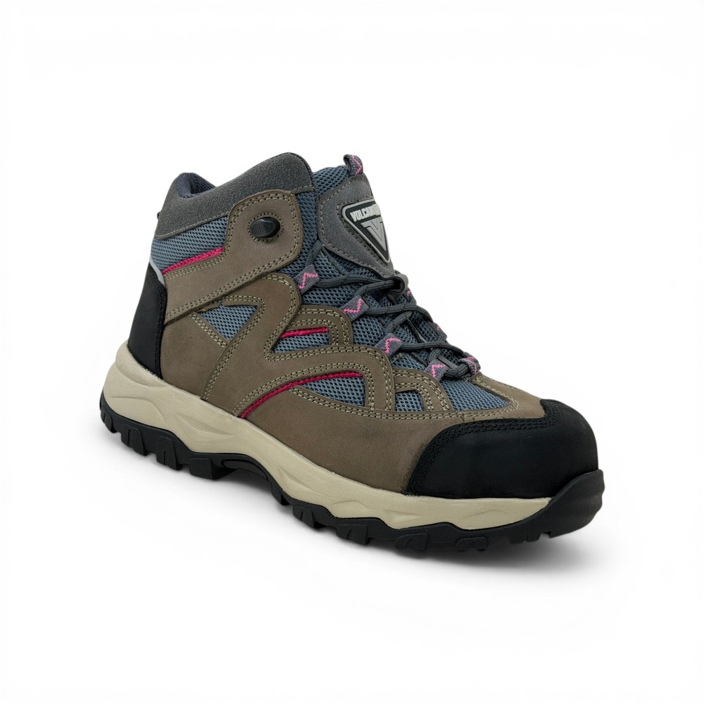 Botas de Seguridad Adri Rosadas - Volcano Pro | Cuero Nobuck y Punta de Acero - Imagen 4